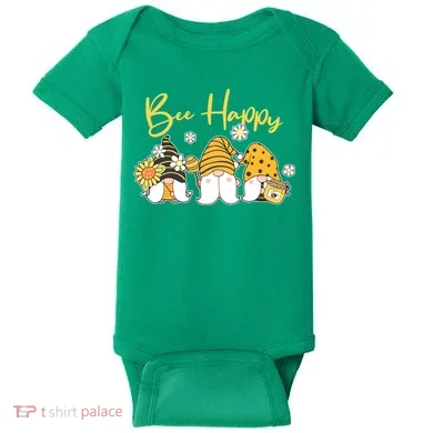 Cute Spring Bee Happy Gnomes Baby Bodysuit