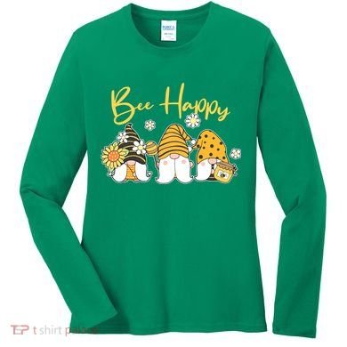 Cute Spring Bee Happy Gnomes Women's Long Sleeve Shirt