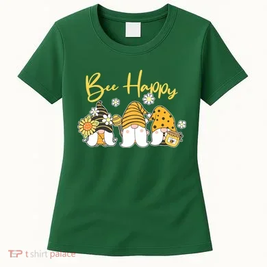 Cute Spring Bee Happy Gnomes Women's T-Shirt