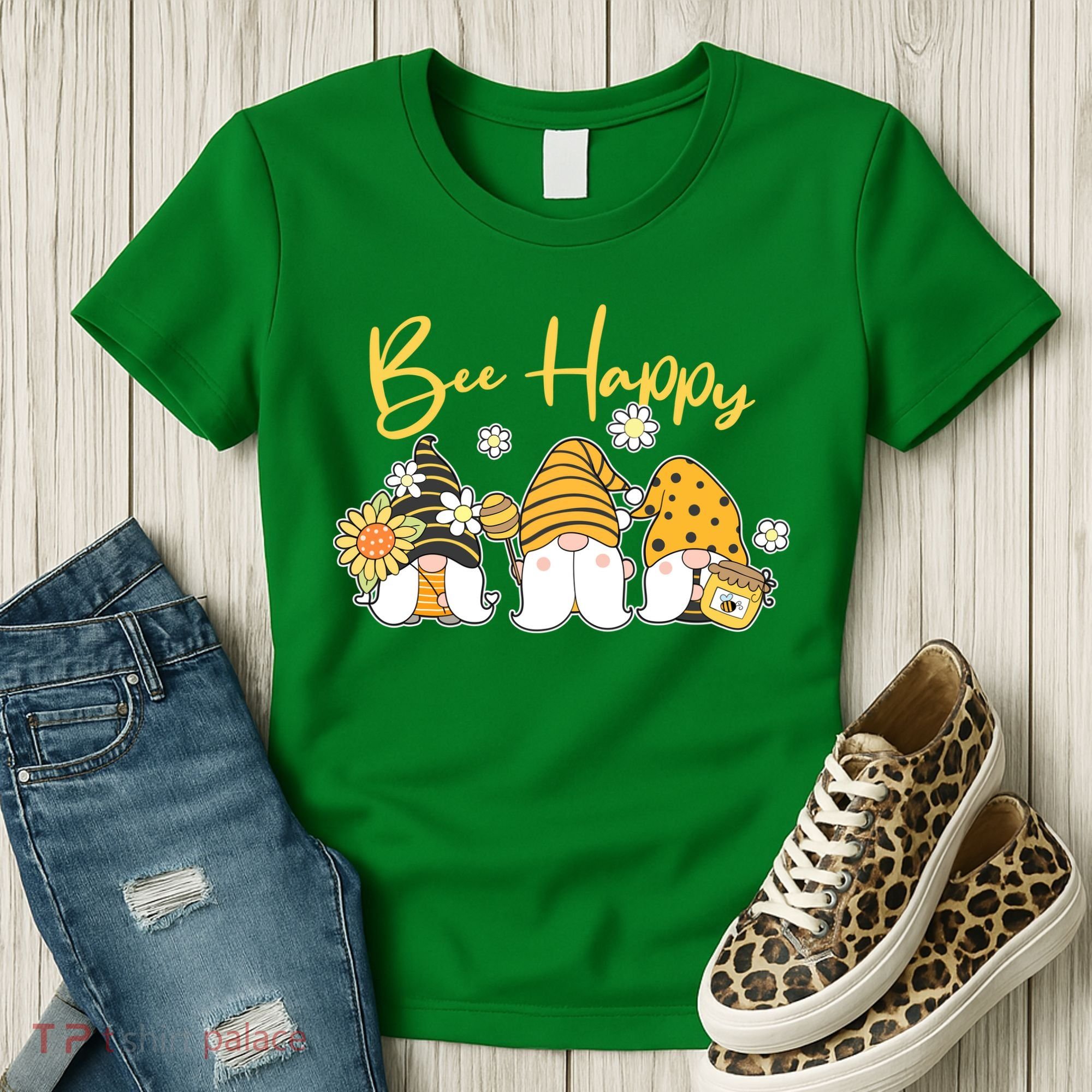 Cute Spring Bee Happy Gnomes Women's T-Shirt