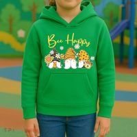 Cute Spring Bee Happy Gnomes Kids Hoodie thumb 3