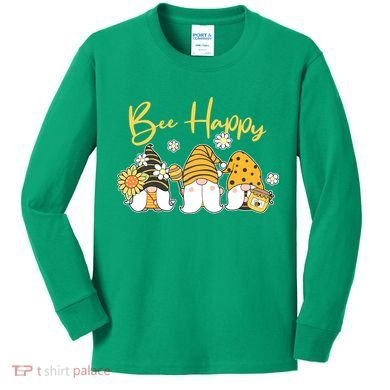 Cute Spring Bee Happy Gnomes Kids Long Sleeve Shirt