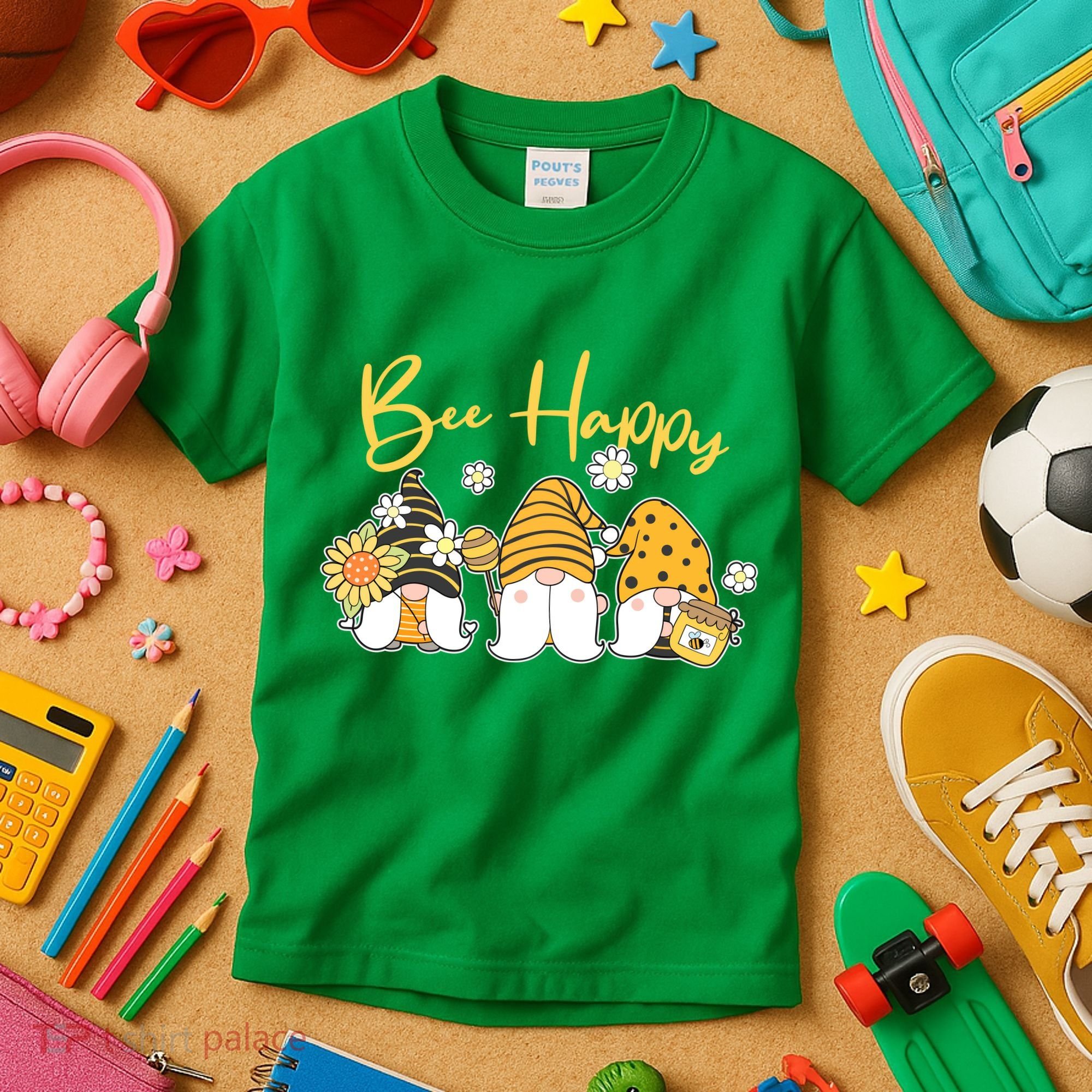 Cute Spring Bee Happy Gnomes Kids T-Shirt