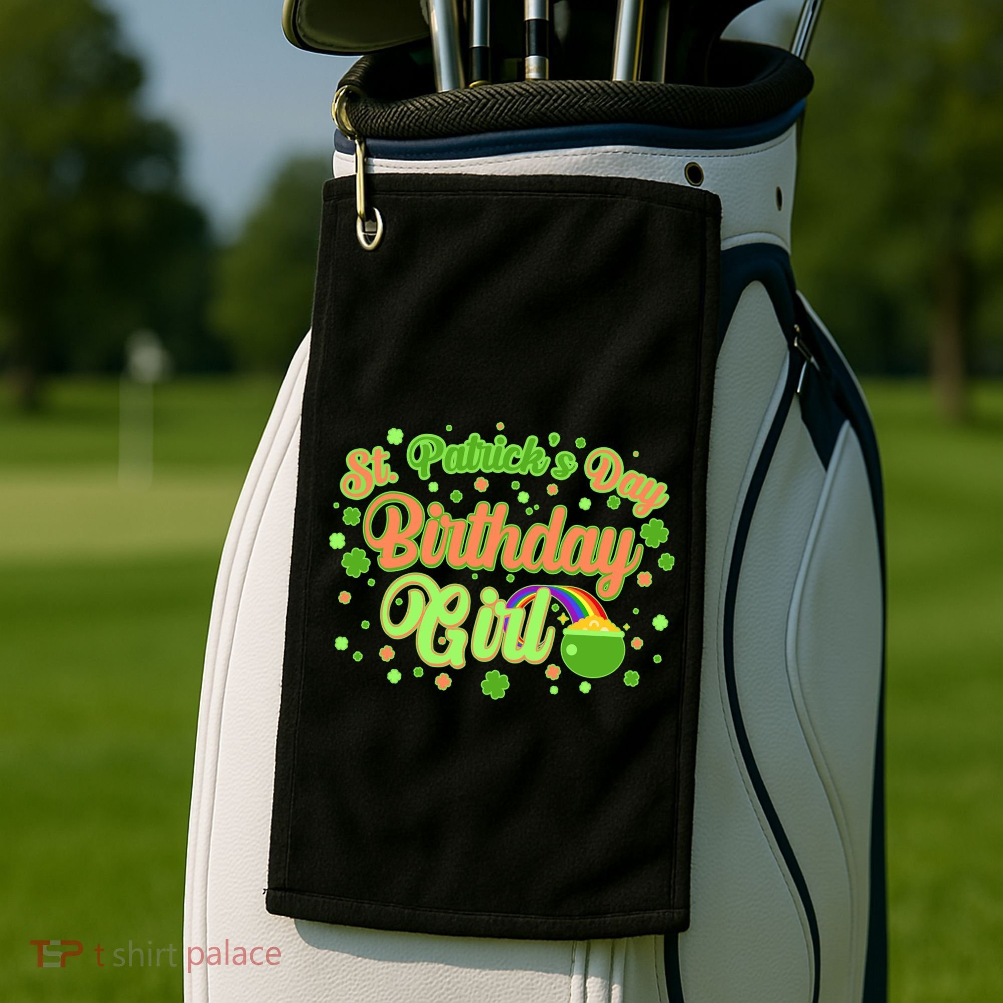 Cute St. Patrick's Day Birthday Girl Golf Towel