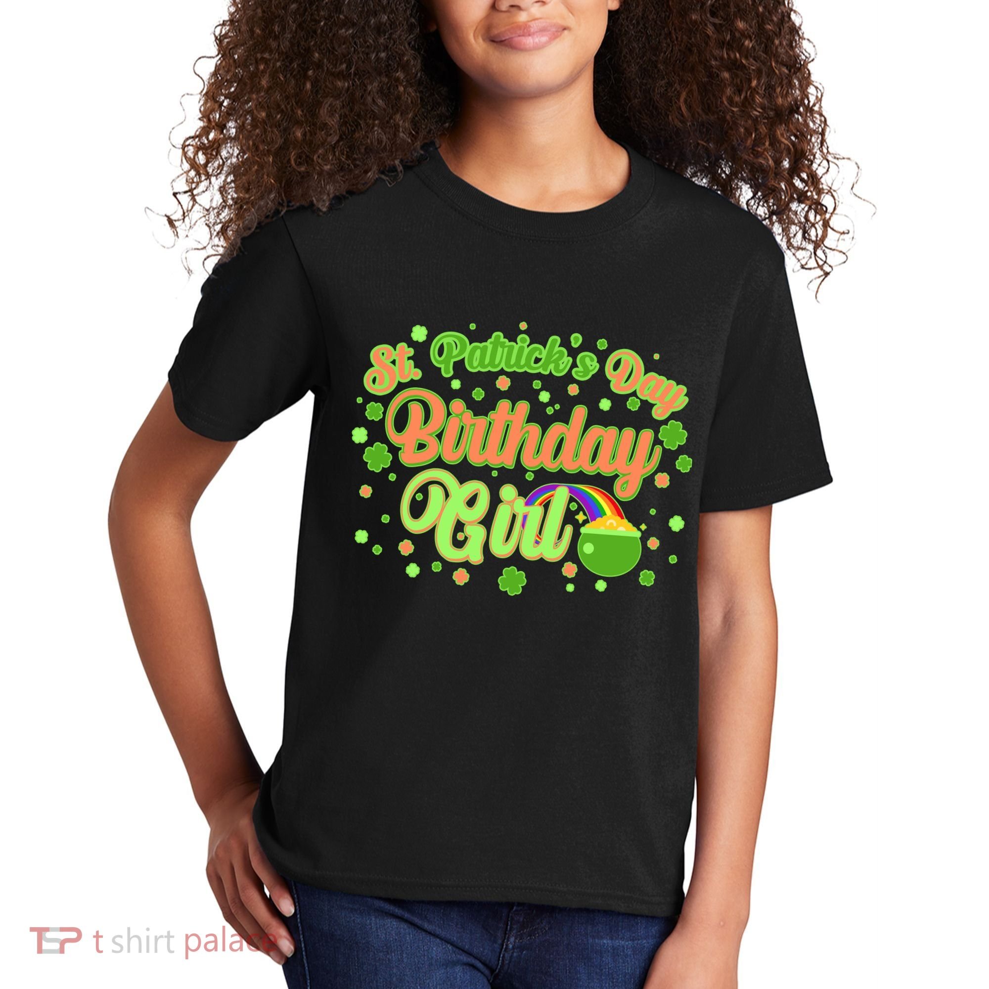 Cute St. Patrick's Day Birthday Girl Kids T-Shirt