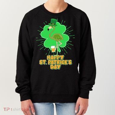 Cute St. Patrick's Day Flamingo With Beer Women's Sweatshirt