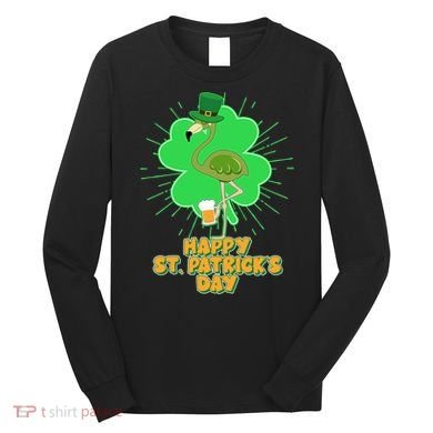 Cute St. Patrick's Day Flamingo With Beer Long Sleeve Shirt