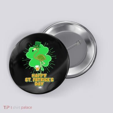 Cute St. Patrick's Day Flamingo With Beer Button