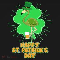 Cute St. Patrick's Day Flamingo With Beer Button thumb 1