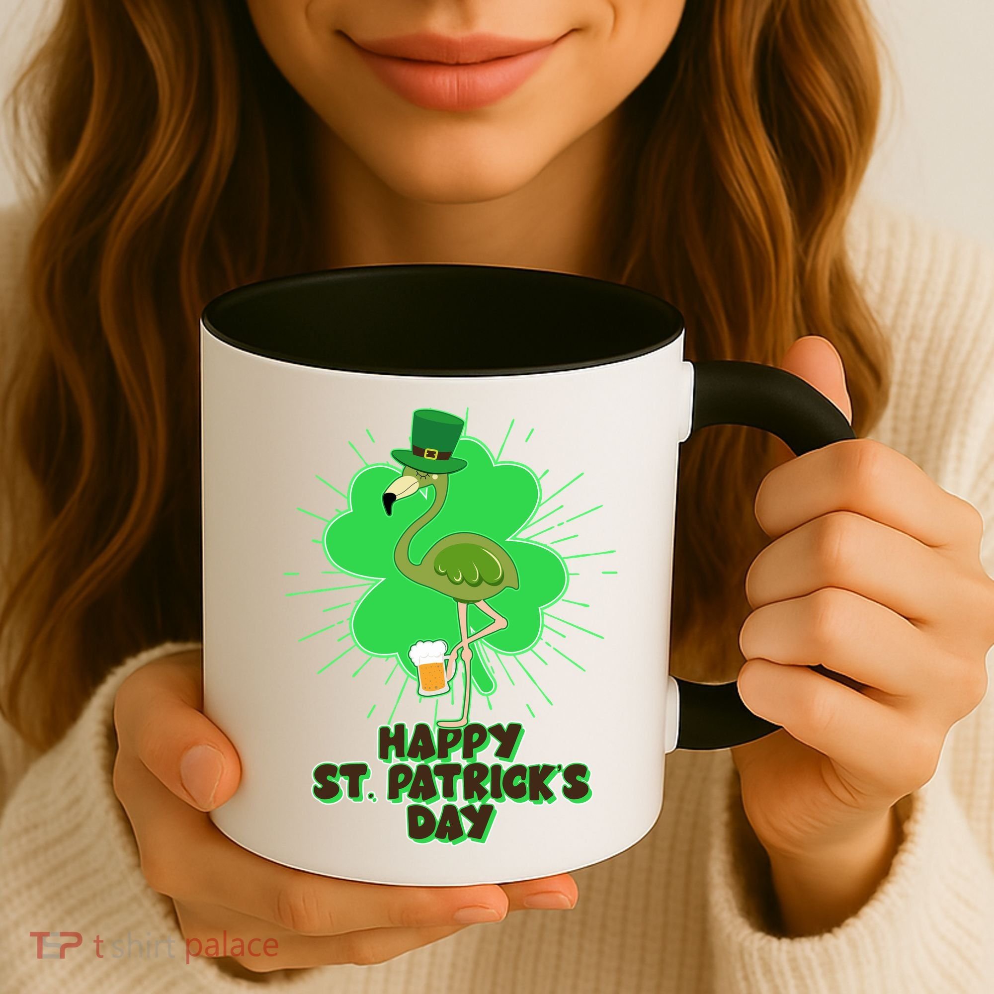 Cute St. Patrick's Day Flamingo With Beer Coffee Mug