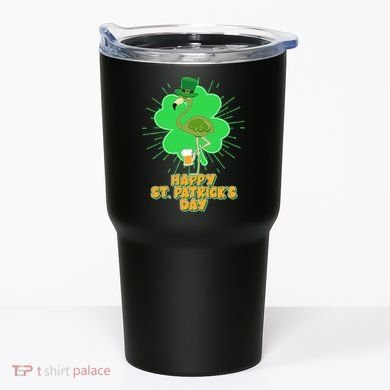 Cute St. Patrick's Day Flamingo With Beer Tumbler