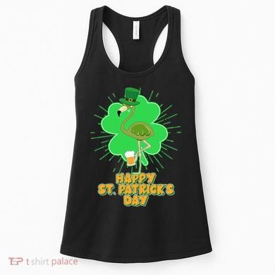 Cute St. Patrick's Day Flamingo With Beer Women's Tank Top