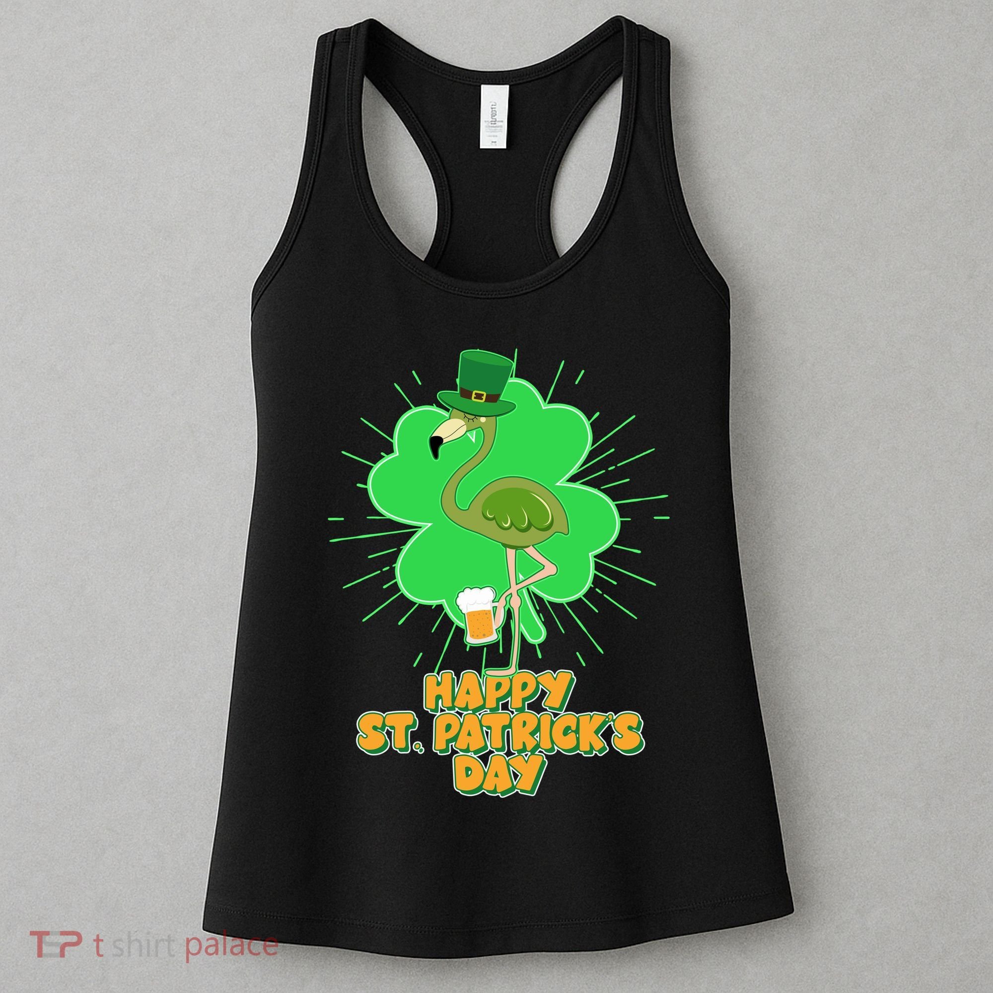Cute St. Patrick's Day Flamingo With Beer Women's Tank Top