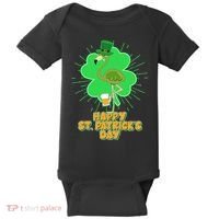 Cute St. Patrick's Day Flamingo With Beer Baby Bodysuit thumb 0