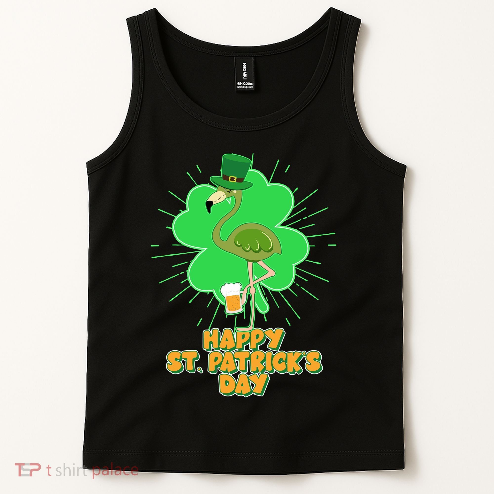 Cute St. Patrick's Day Flamingo With Beer Tank Top