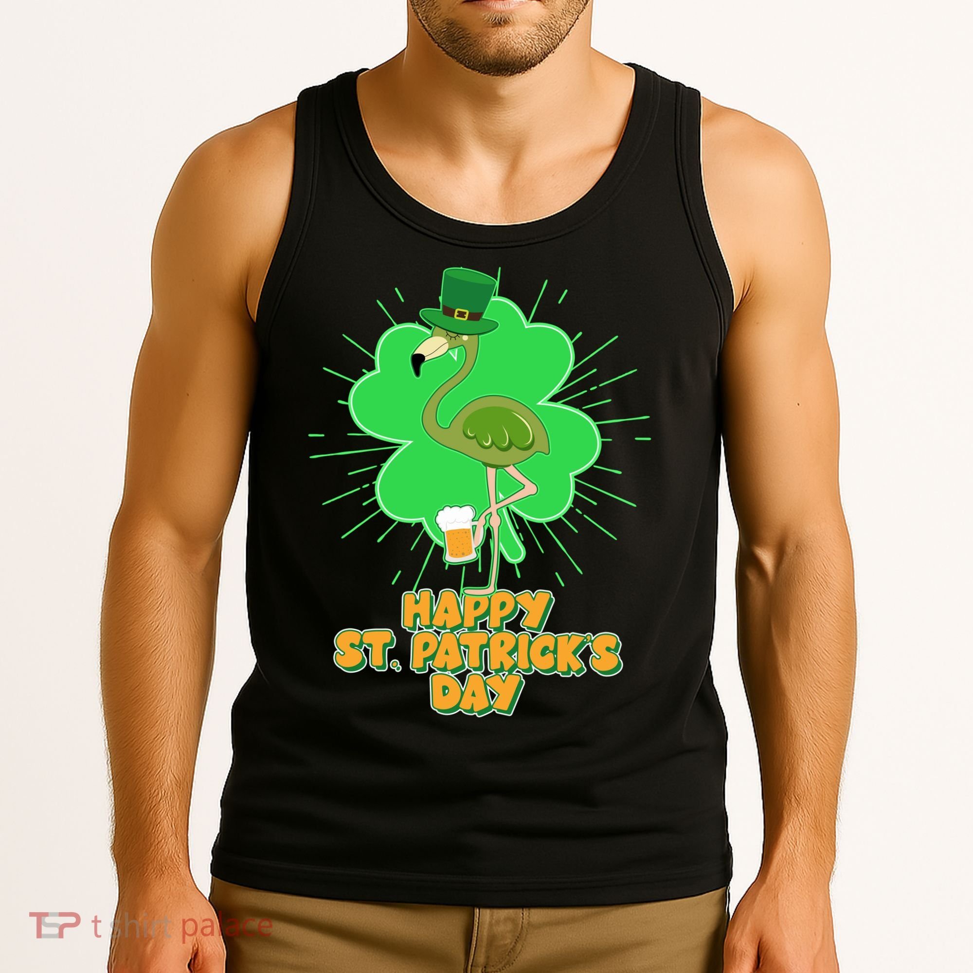 Cute St. Patrick's Day Flamingo With Beer Tank Top