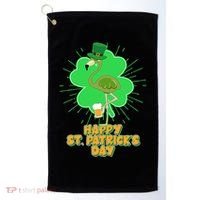Cute St. Patrick's Day Flamingo With Beer Golf Towel thumb 0
