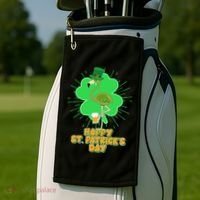 Cute St. Patrick's Day Flamingo With Beer Golf Towel thumb 2