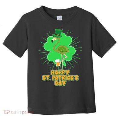 Cute St. Patrick's Day Flamingo With Beer Toddler T-Shirt