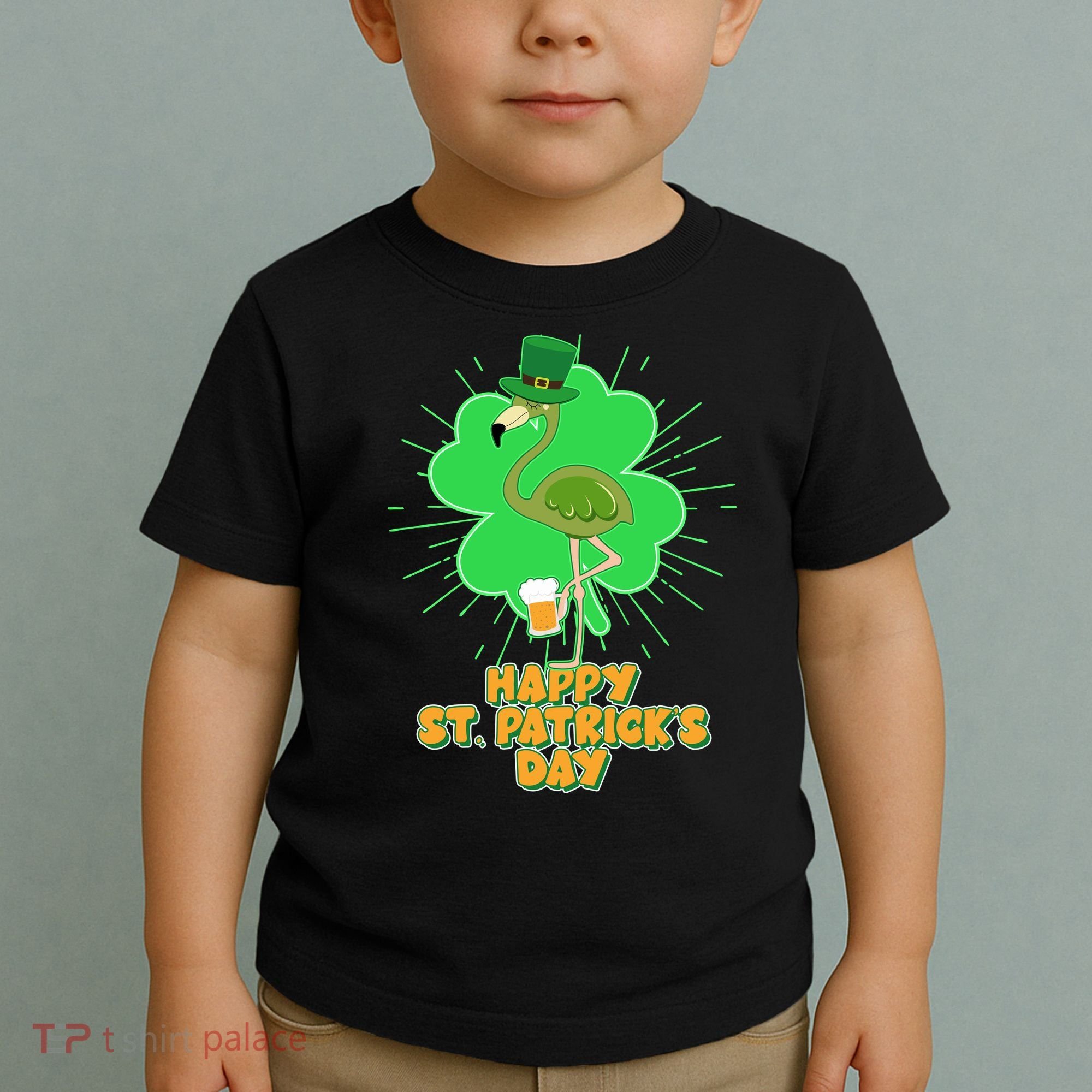Cute St. Patrick's Day Flamingo With Beer Toddler T-Shirt