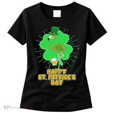 Cute St. Patrick's Day Flamingo With Beer Women's T-Shirt