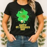 Cute St. Patrick's Day Flamingo With Beer Women's T-Shirt thumb 2