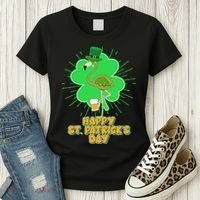 Cute St. Patrick's Day Flamingo With Beer Women's T-Shirt thumb 3