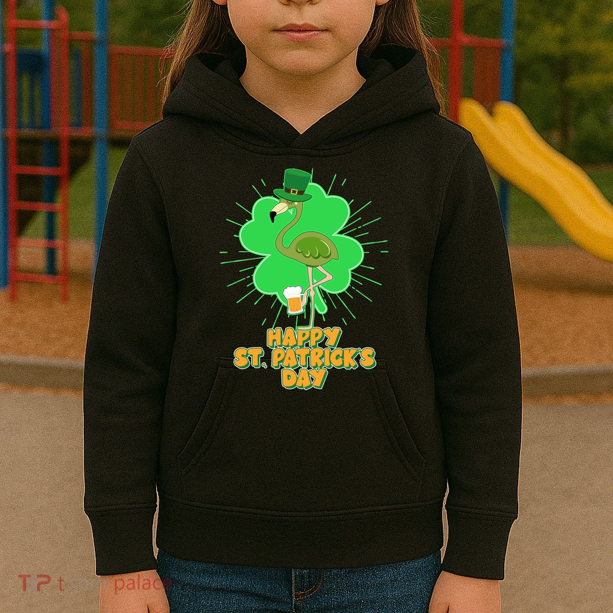 Cute St. Patrick's Day Flamingo With Beer Kids Hoodie