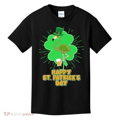 Cute St. Patrick's Day Flamingo With Beer Kids T-Shirt