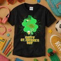 Cute St. Patrick's Day Flamingo With Beer Kids T-Shirt thumb 3