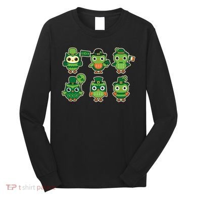 Cute St Patrick's Day Lucky Owls Long Sleeve Shirt