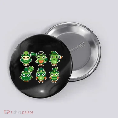 Cute St Patrick's Day Lucky Owls Button