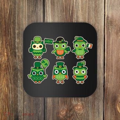 Cute St Patrick's Day Lucky Owls Coaster