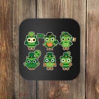 Cute St Patrick's Day Lucky Owls Coaster thumb 0