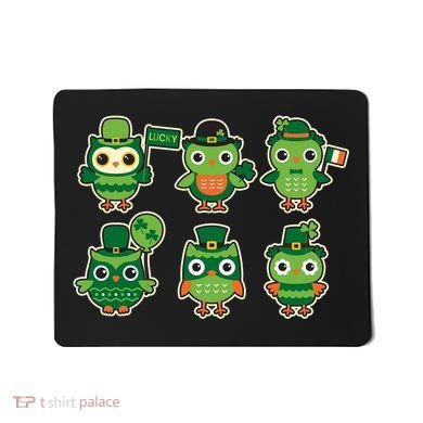 Cute St Patrick's Day Lucky Owls Mousepad