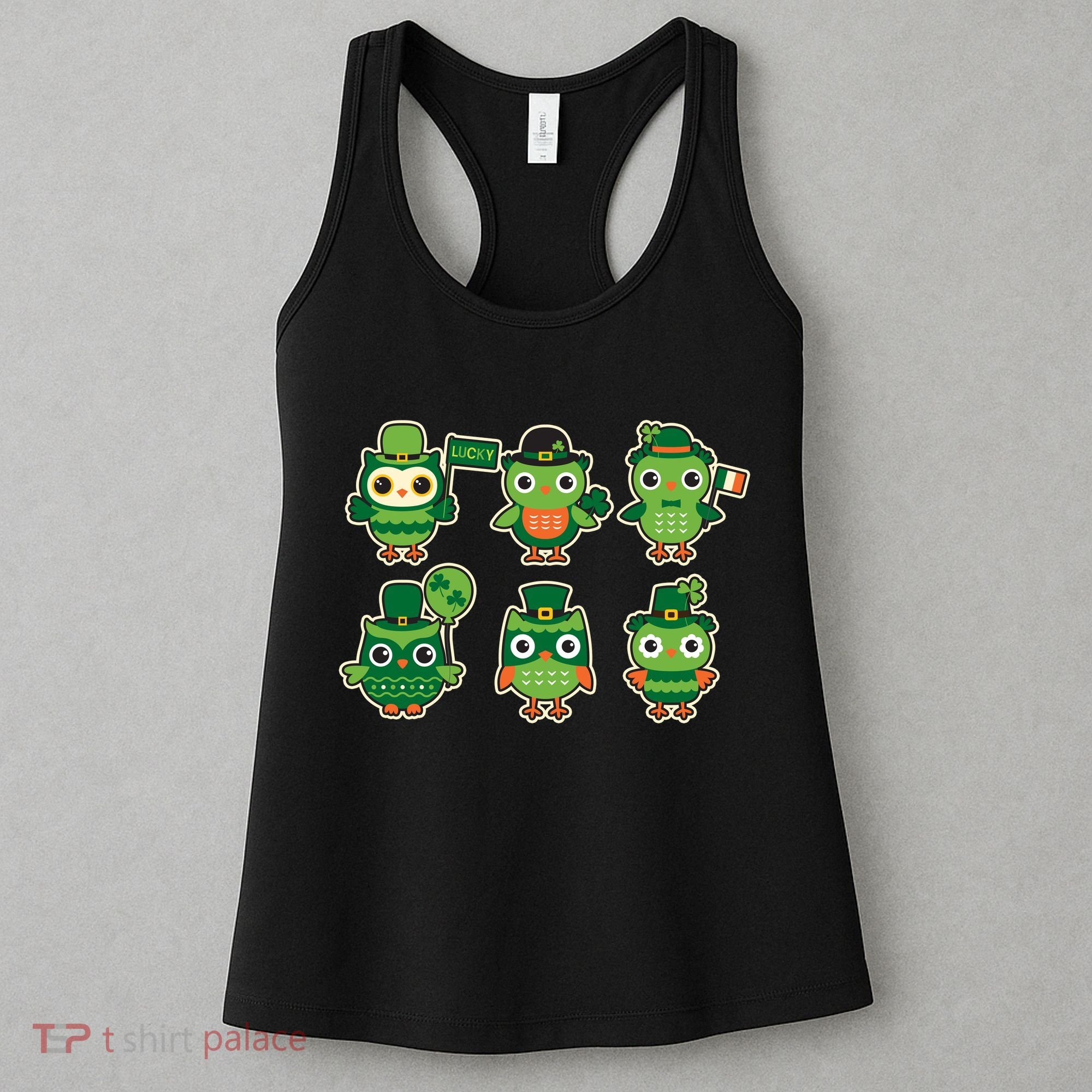 Cute St Patrick's Day Lucky Owls Women's Tank Top
