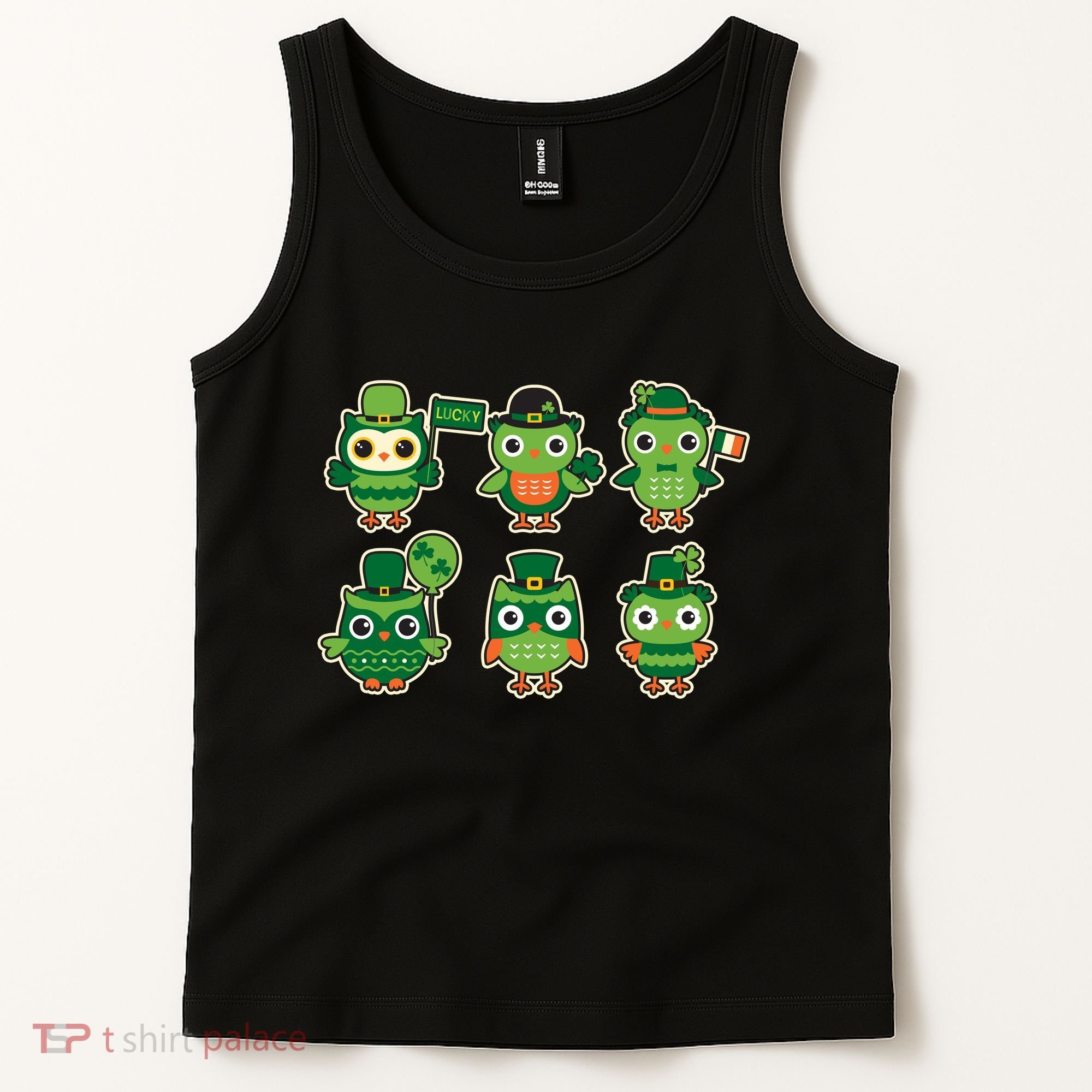 Cute St Patrick's Day Lucky Owls Tank Top