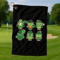Cute St Patrick's Day Lucky Owls Golf Towel thumb 1