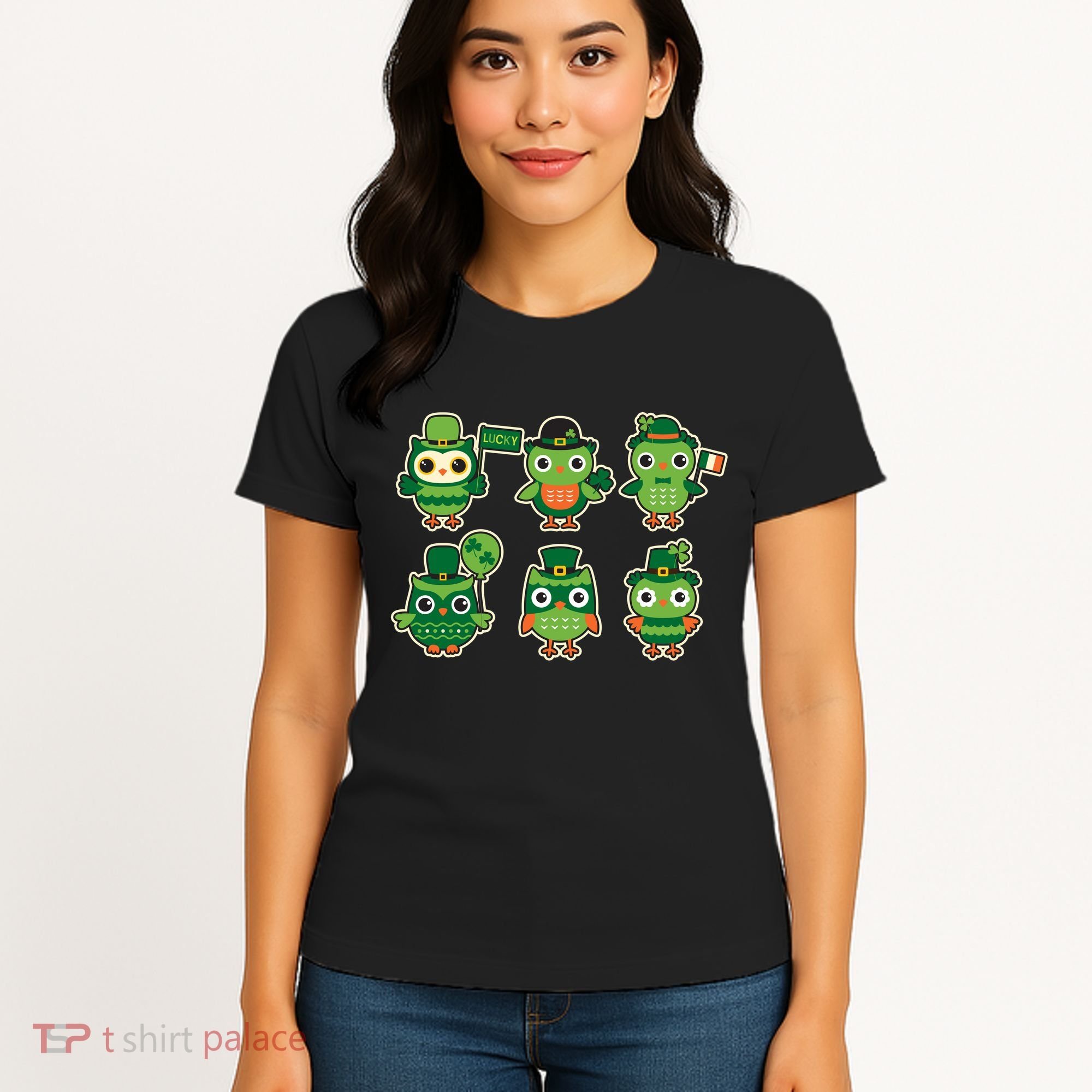 Cute St Patrick's Day Lucky Owls Women's T-Shirt