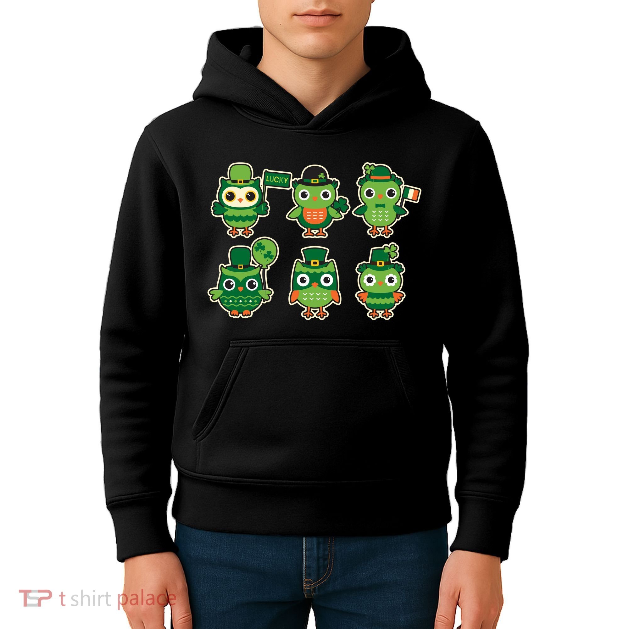 Cute St Patrick's Day Lucky Owls Kids Hoodie