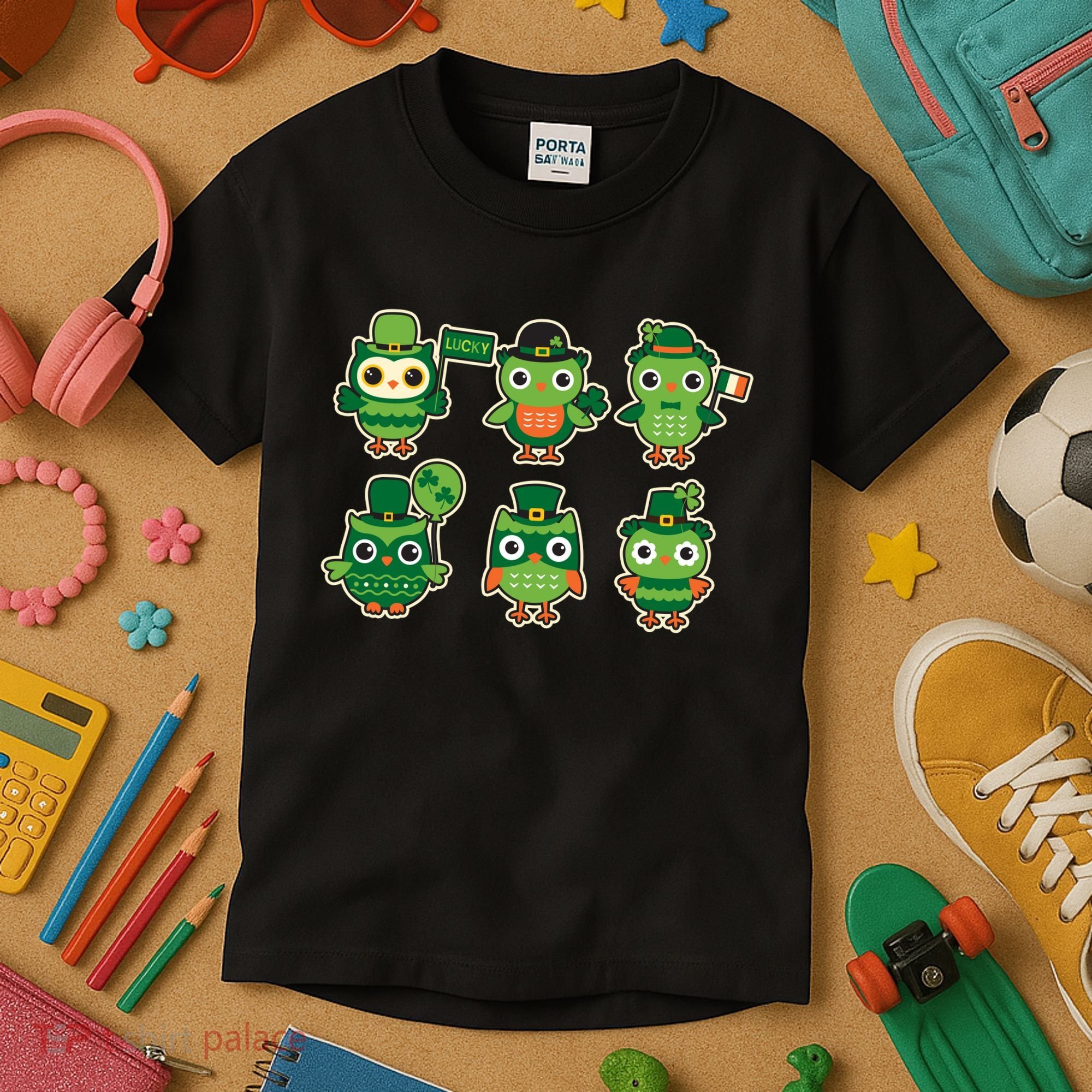 Cute St Patrick's Day Lucky Owls Kids T-Shirt
