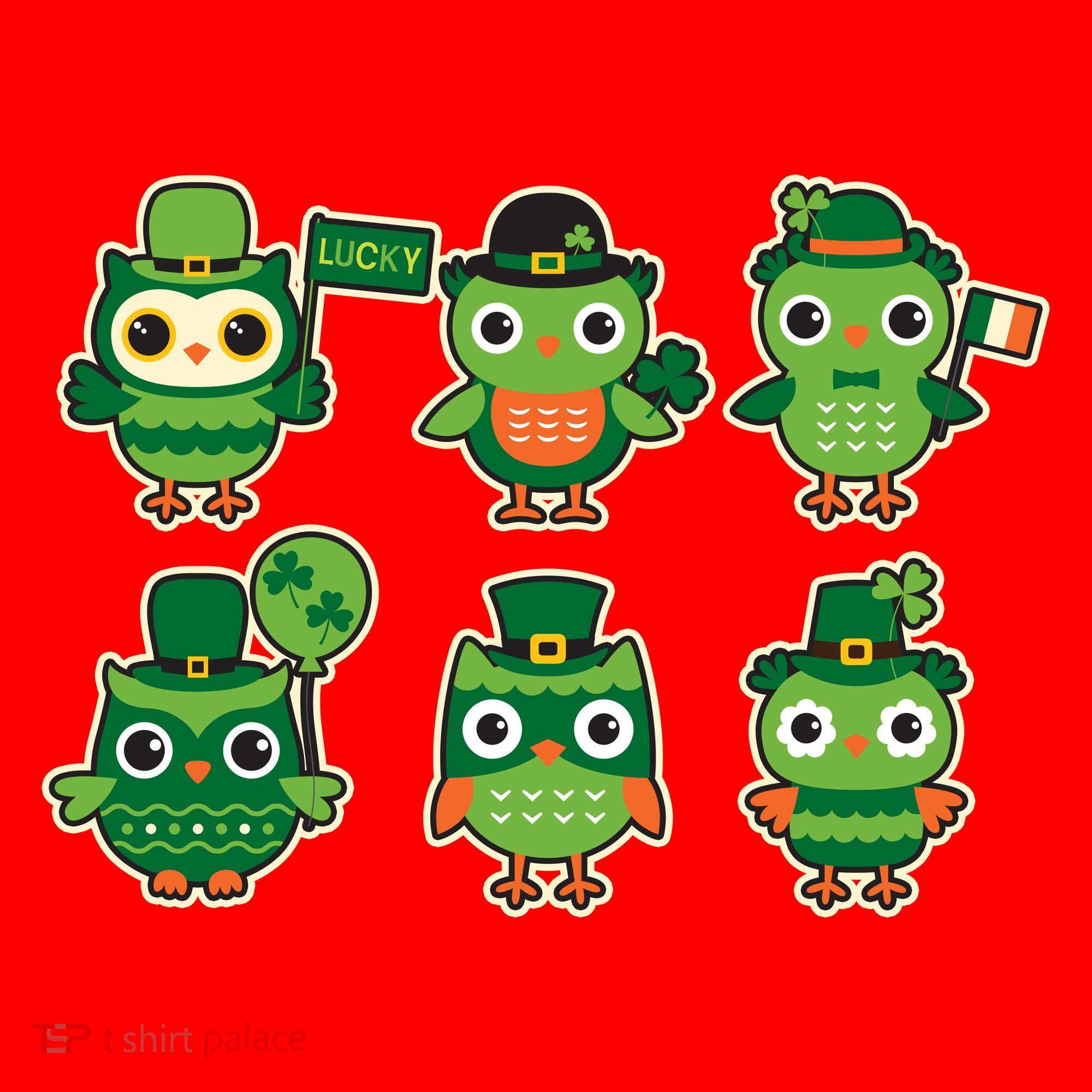 Cute St Patrick's Day Lucky Owls Santa Hat