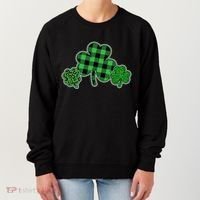 Cute St Patrick's Day Plaid Leopard Print Shamrocks Clovers Women's Sweatshirt thumb 0