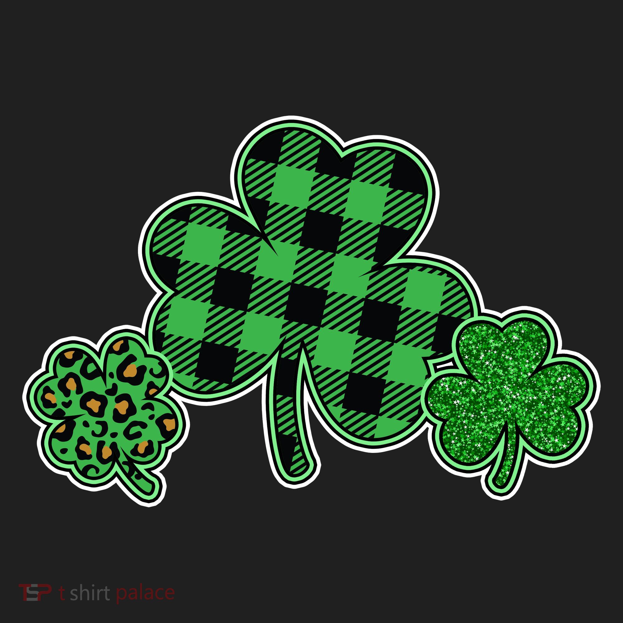 Cute St Patrick's Day Plaid Leopard Print Shamrocks Clovers Women's Sweatshirt