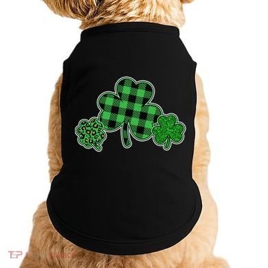 Cute St Patrick's Day Plaid Leopard Print Shamrocks Clovers Doggie Tank