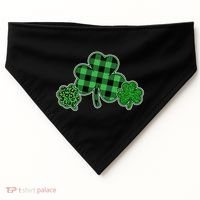 Cute St Patrick's Day Plaid Leopard Print Shamrocks Clovers USA-Made Doggie Bandana thumb 0