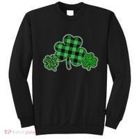 Cute St Patrick's Day Plaid Leopard Print Shamrocks Clovers Sweatshirt thumb 0