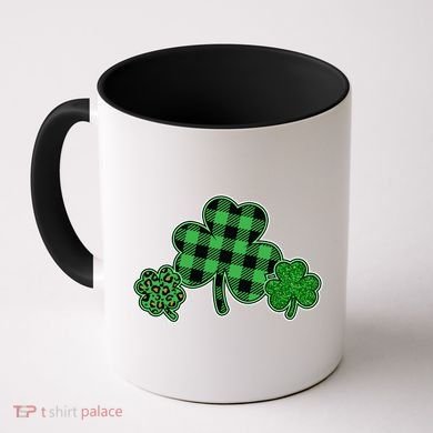 Cute St Patrick's Day Plaid Leopard Print Shamrocks Clovers Coffee Mug