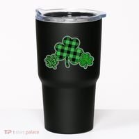 Cute St Patrick's Day Plaid Leopard Print Shamrocks Clovers Tumbler thumb 0