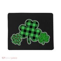 Cute St Patrick's Day Plaid Leopard Print Shamrocks Clovers Mousepad thumb 0